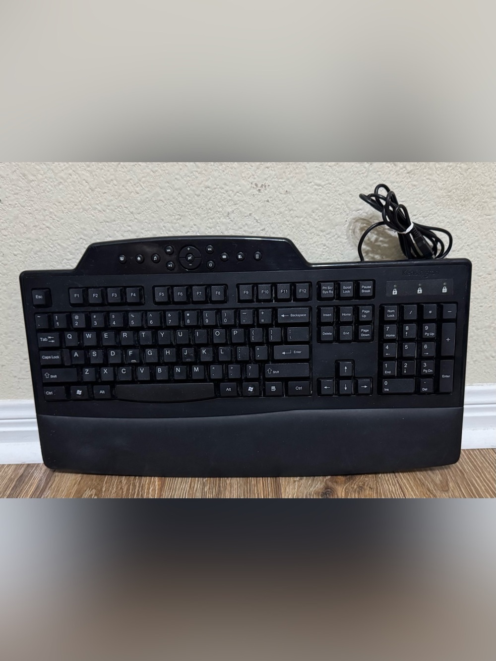 Black Wired Multimedia Keyboard with Palm Rest
